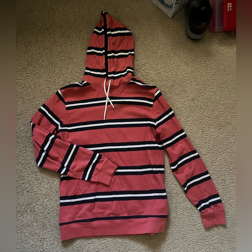 Old Navy Coral, Navy & White Striped Hoodie